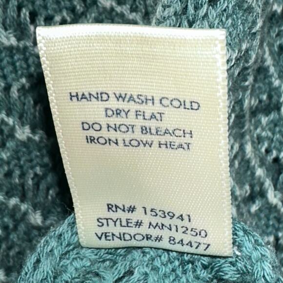 BKE Washed Notch Neck Oversized Cotton Open Weave Jasper Green Sweater Size S - Picture 9 of 14